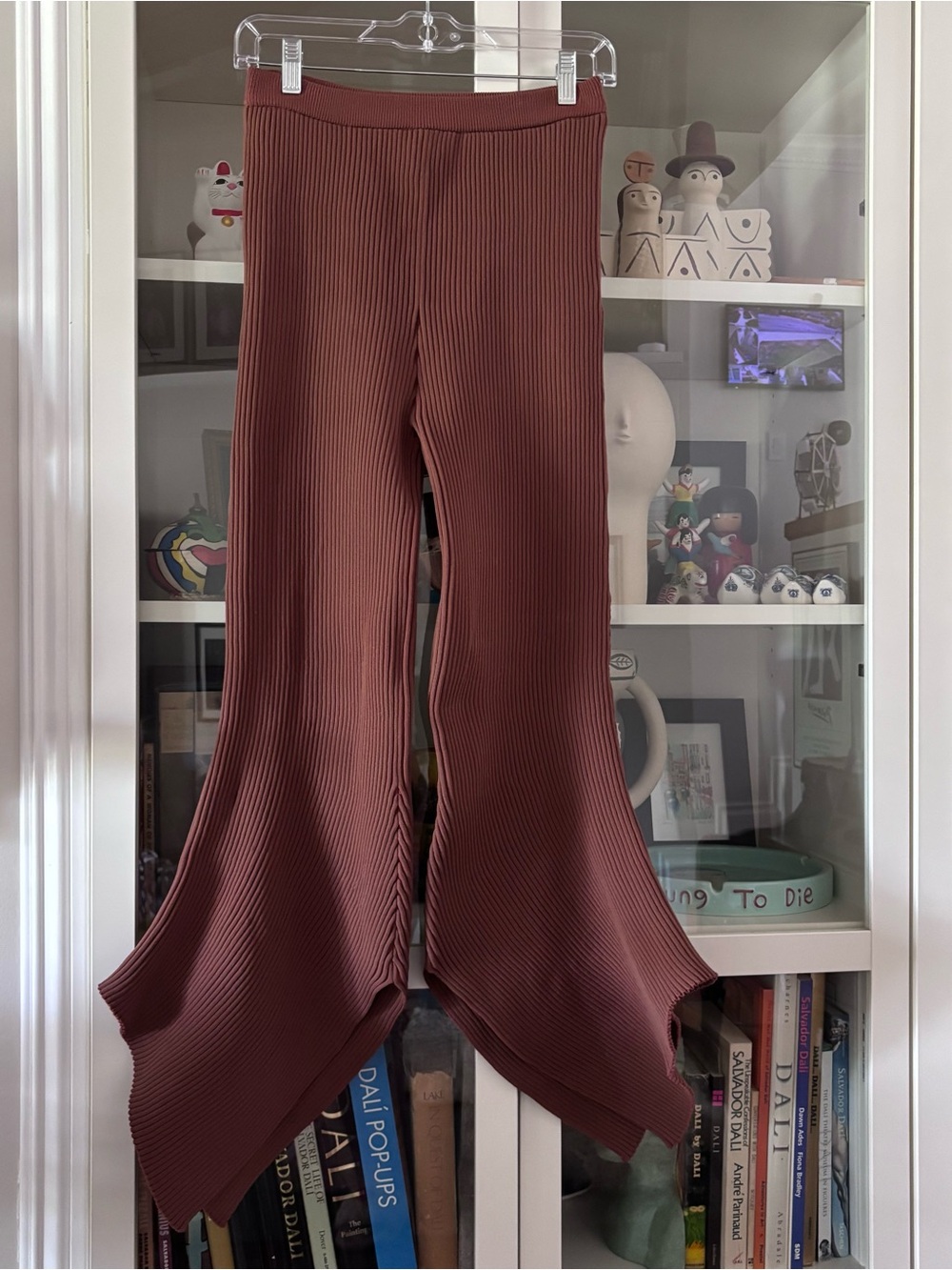 Issey Miyake Pleated Ribbed Flare curved hem Pants  - Women's JP size 2